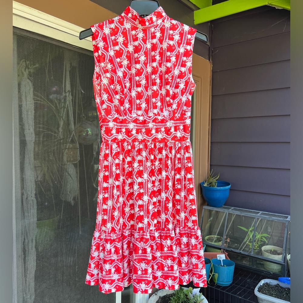 Vintage red and white floral mini dress